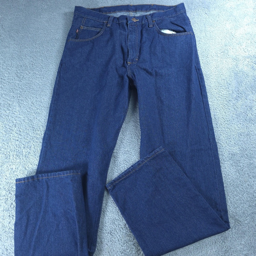 Red Kap Jeans Mens 36x32 Blue Dark Wash Relaxed Straight Denim Work PD60PW6